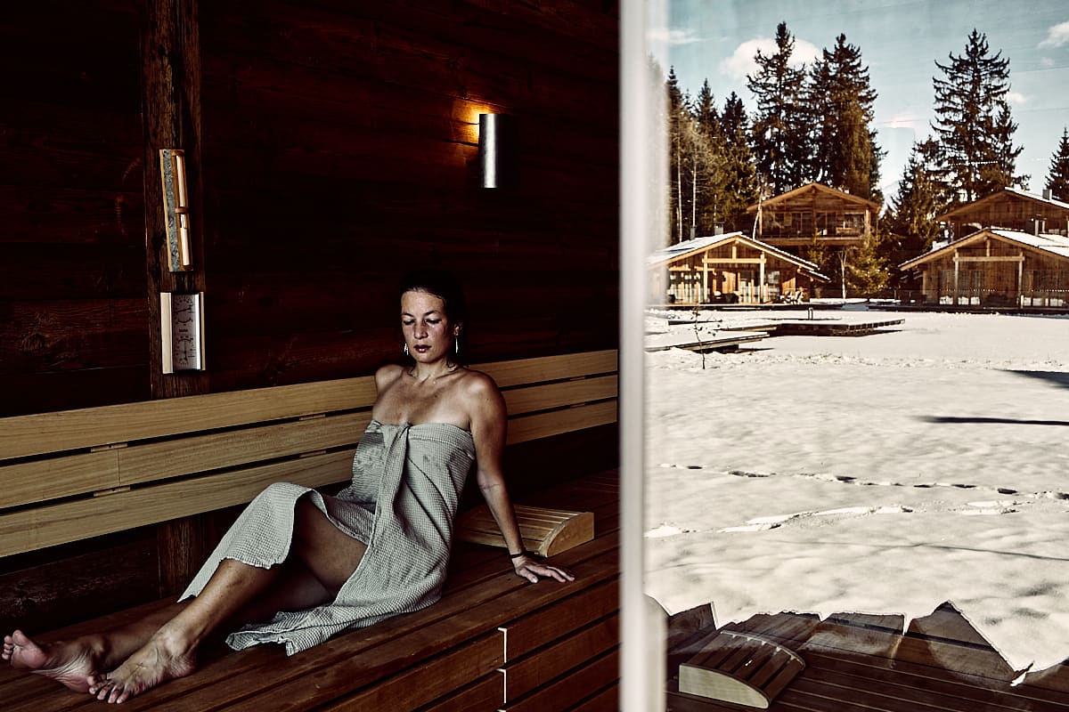 Dolomites | Le sauna de l'hôtel San Luis. Dolomites | Le sauna de l'hôtel San Luis.