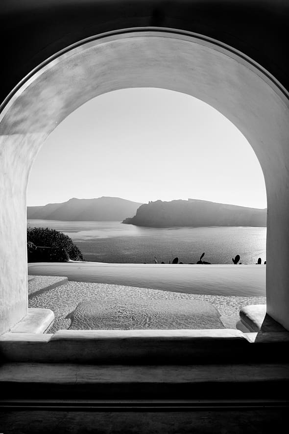 Hôtel Perivolas à Oia, Santorin, Grèce. Hôtel Perivolas à Oia, Santorin, Grèce.