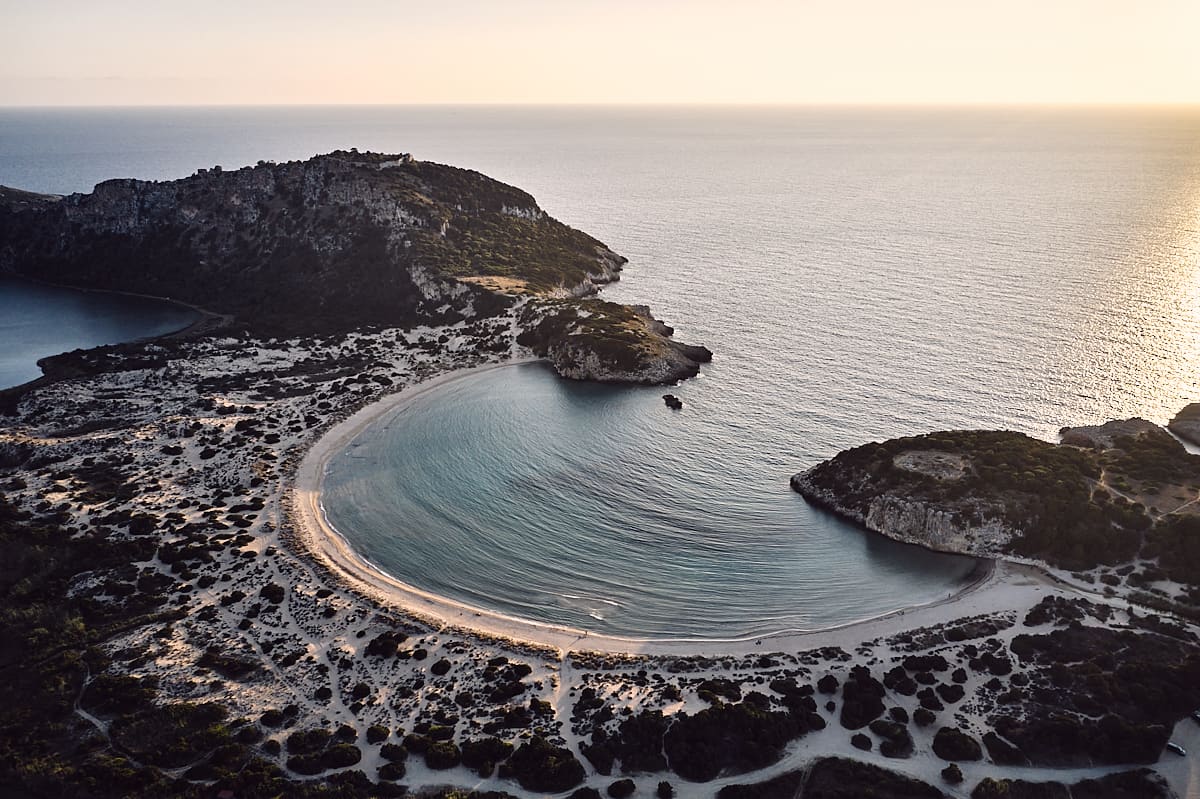 Plage de Voïdokoilia, Péloponnèse, Grèce Plage de Voïdokoilia, Péloponnèse, Grèce