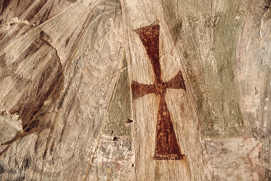 Croix des templiers à Mistra, Péloponnèse, Grèce. 