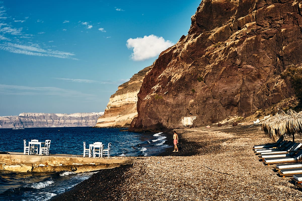 Santorin | Plage de la Caldeira à Akrotiri