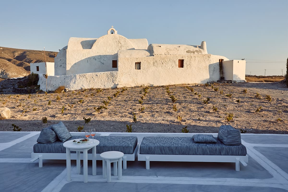 La villa Santa Irini à Thirassia, Cyclades, Grèce