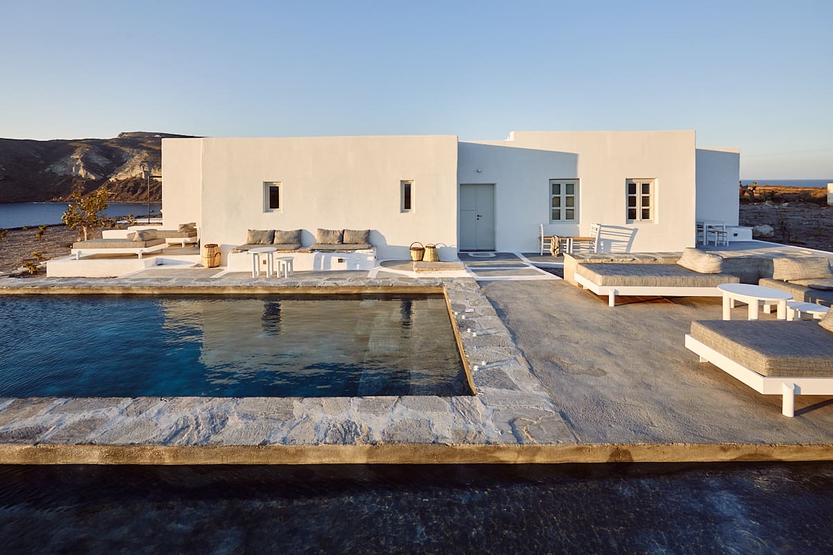 La villa Santa Irini à Thirassia, Cyclades, Grèce