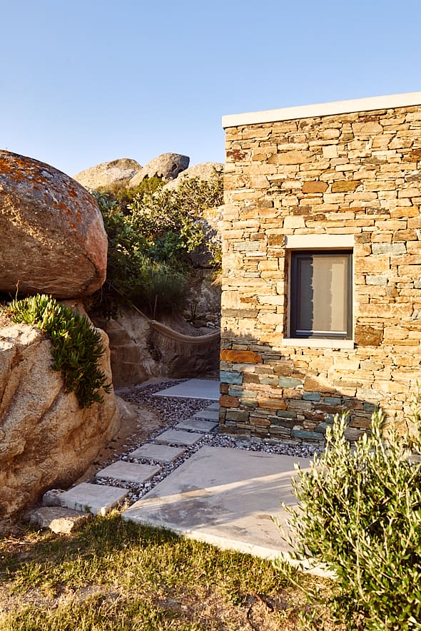 La villa Architectural Oasis à Volax, Tinos. 